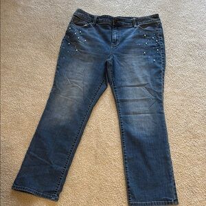 Women's Blue Jeans with Studded Detail